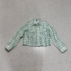 Express Green and White Plaid Blazer